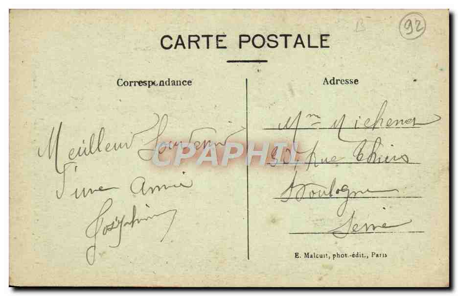 CPA Bois de Meudon Clamart La fontaine Ste Marie  — Rückseite