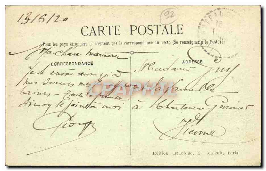 Bois de Meudon-Clamart — Étang de Trivaux — E.M. n°842 — Verso
