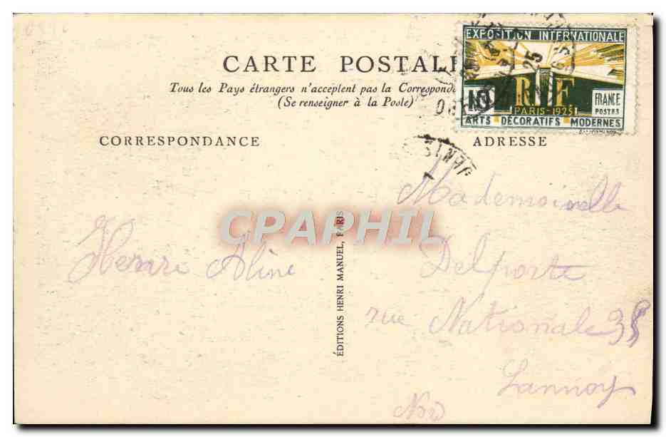 CPA Esplande des Invalides Pavillon Place Clichy — Rückseite