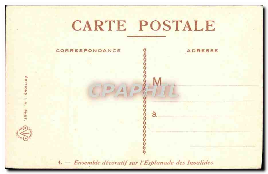 CPA Ensemble decoratif sur l'Esplande des Invalides Paris  — Rückseite