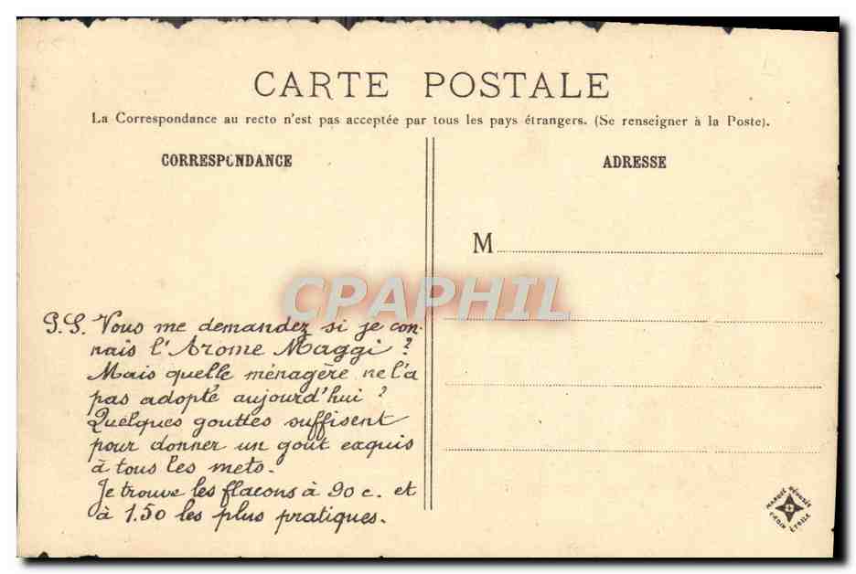 CPA Vieux Paris Hotel de Rue de l'Hotel de Ville Publicite Maggi — Rückseite