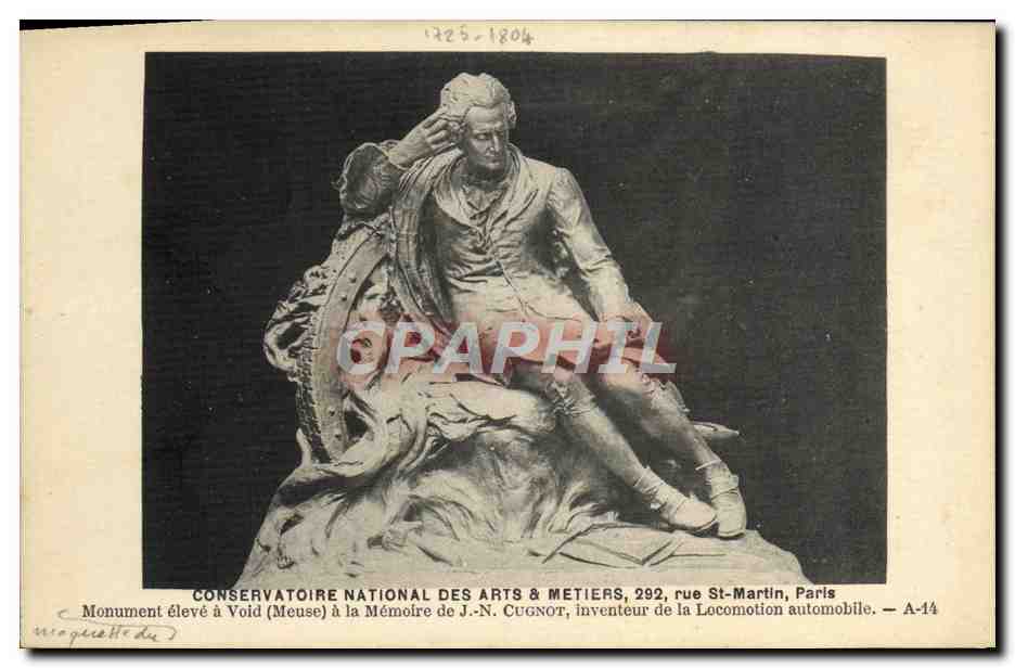 CPA Conservatoire National des Arts Metiers rue St Martin Paris Monument de Cugnot inventeur de la locomotive moderne T