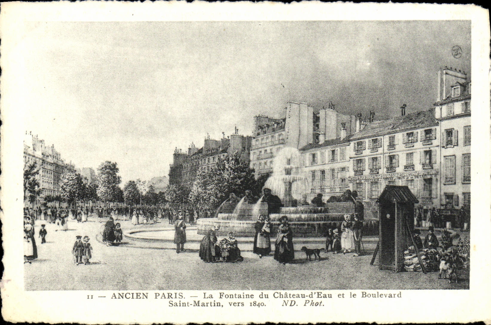 CPA Ancien Paris La fontaine du chateau d'eau et le boulevard Saint martin vers 1840