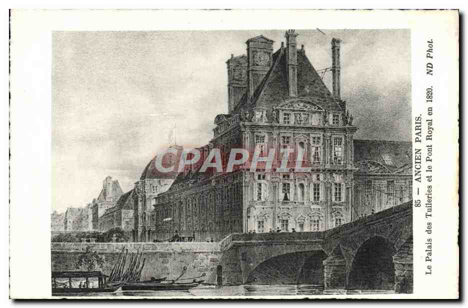 CPA Ancien Paris Le Palais des Tuileries et le Pont Royal en 1820
