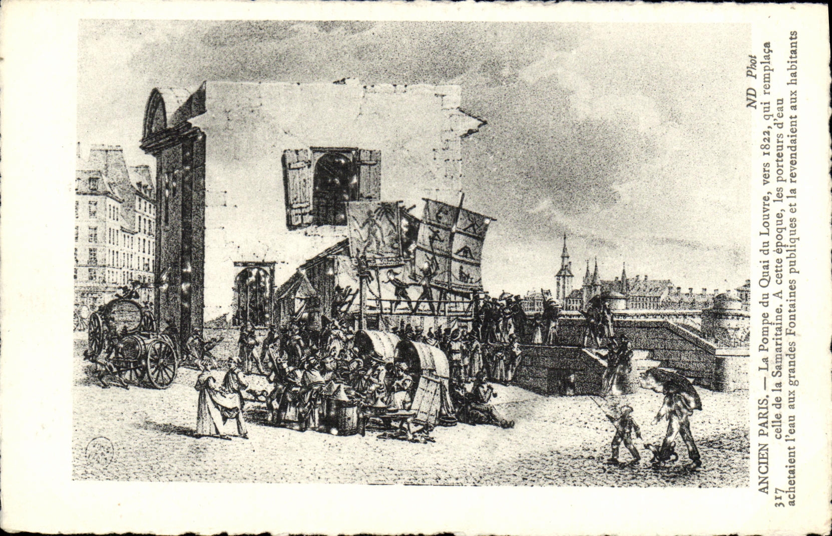 CPA Ancien Paris La Pompe du Quai du Louvre vers 1822 Samaritaine 
