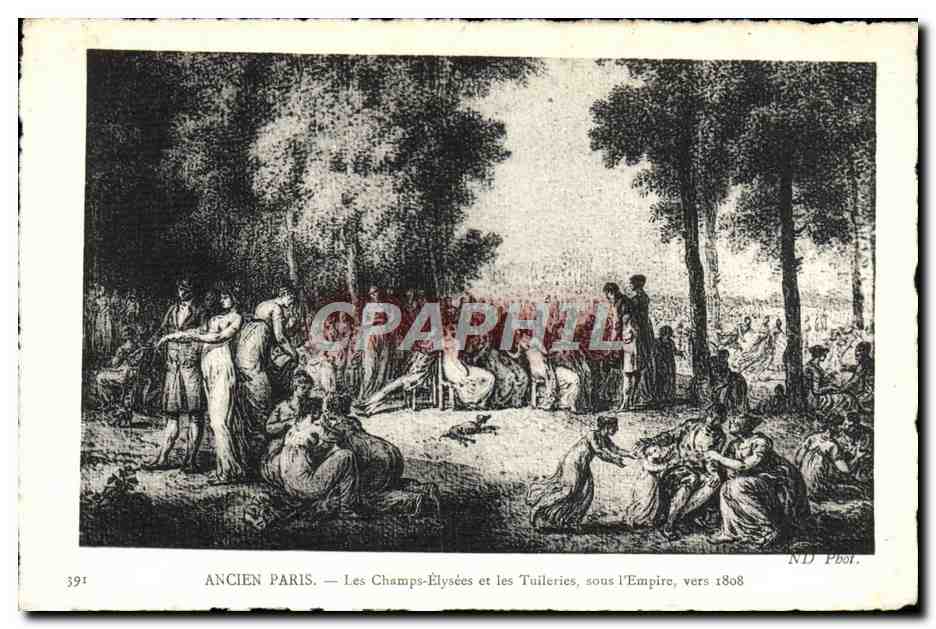 CPA Ancien Paris Les Champs Elysees et les Tuileries sous l'Empire 1808