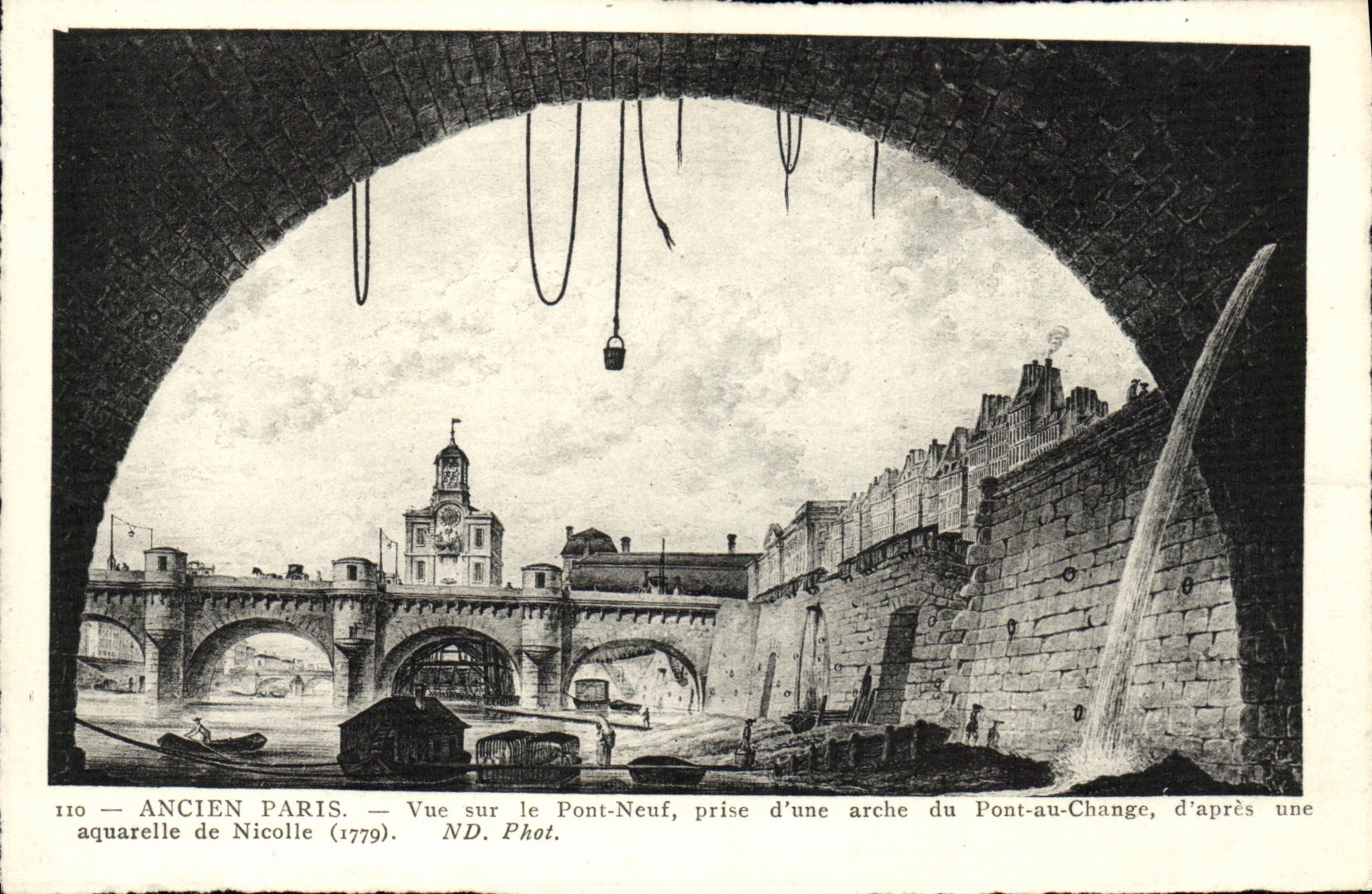 CPA Ancien Paris Vue sur le Pont Neuf Arche du Pont au change Nicolle 1779