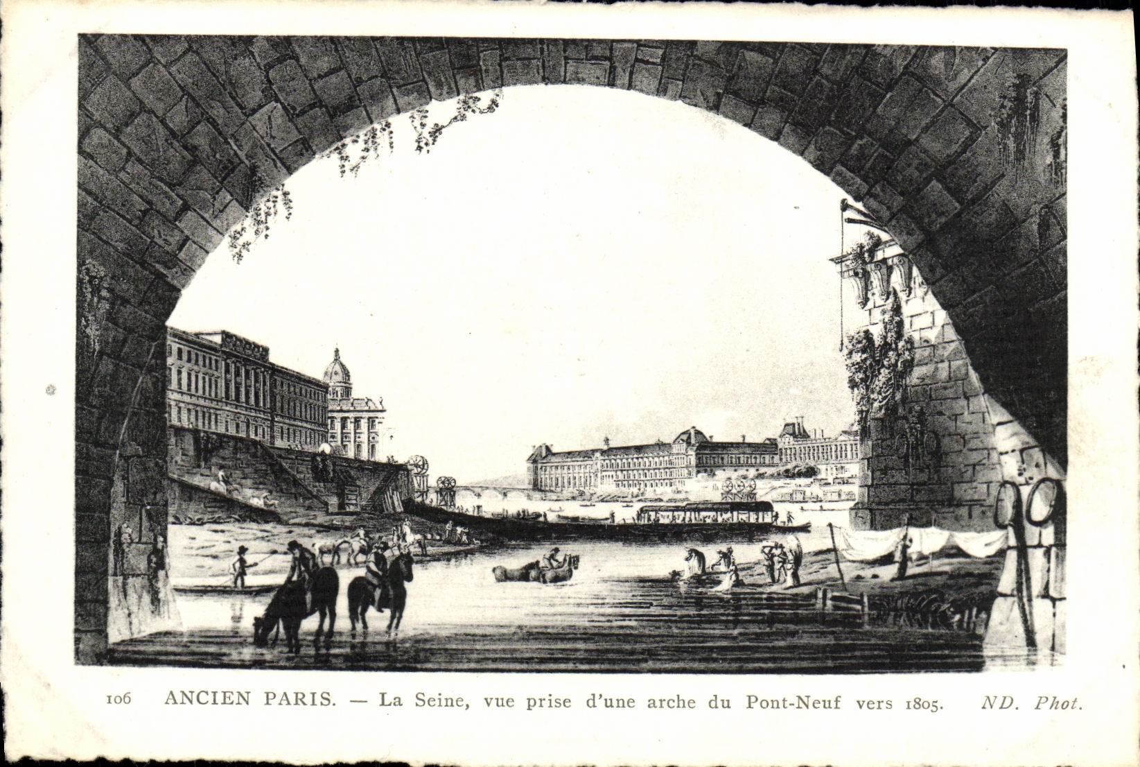 CPA Ancien Paris La Seine vue prise d'une arche du pont Neuf vers 1805 