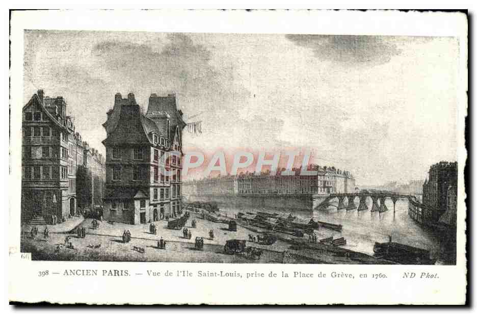 CPA Ancien Paris Vue de L'lle Saint Louis prise de la place de Greve en 1760
