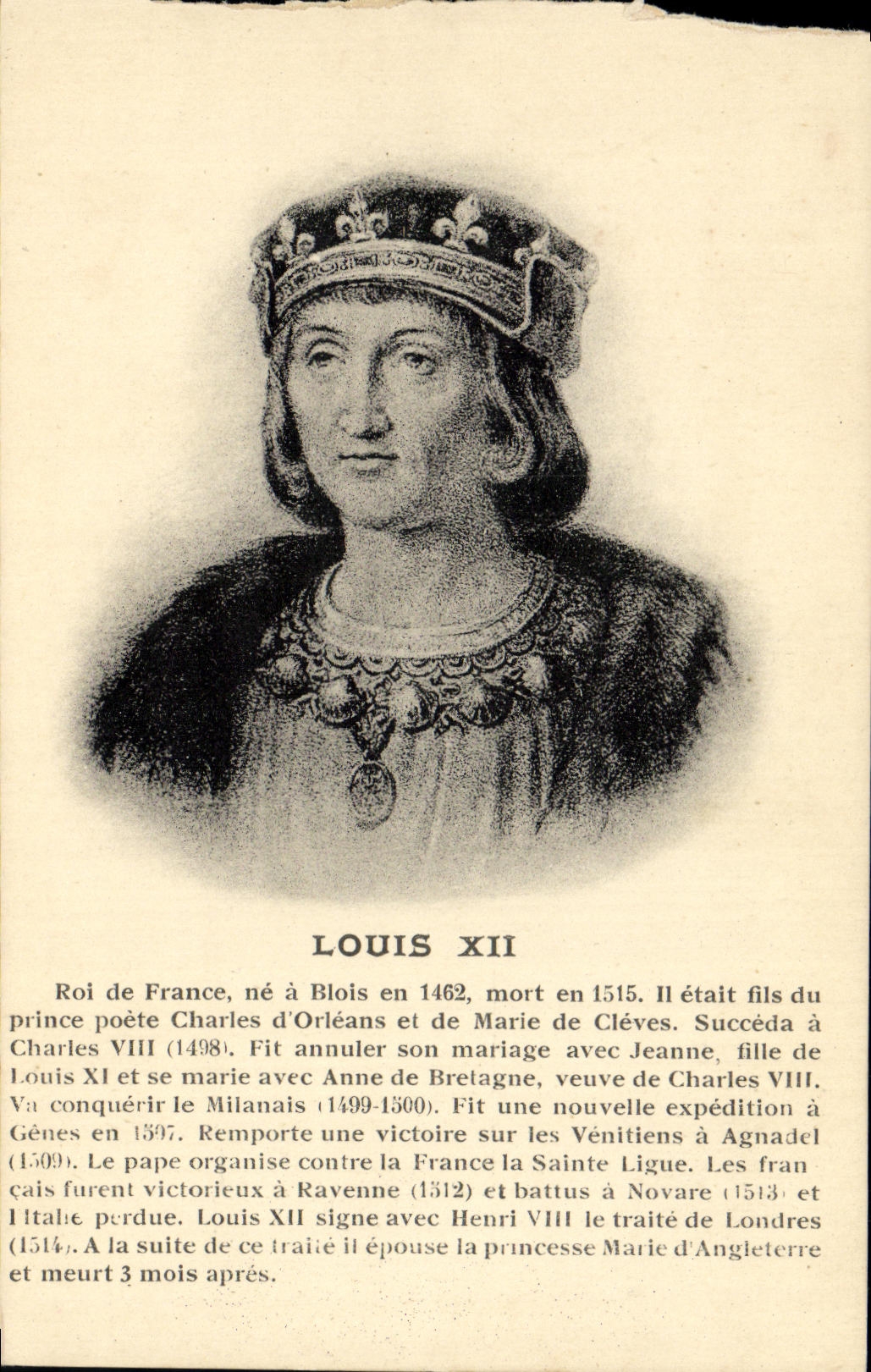 Louis XII — Roi de France (1462-1515) — R. Dorange, édit., Tours