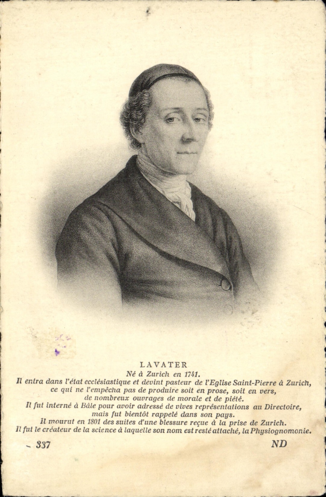 CPA Lavater Pasteur de l'eglise Saint Pierre Zurich 