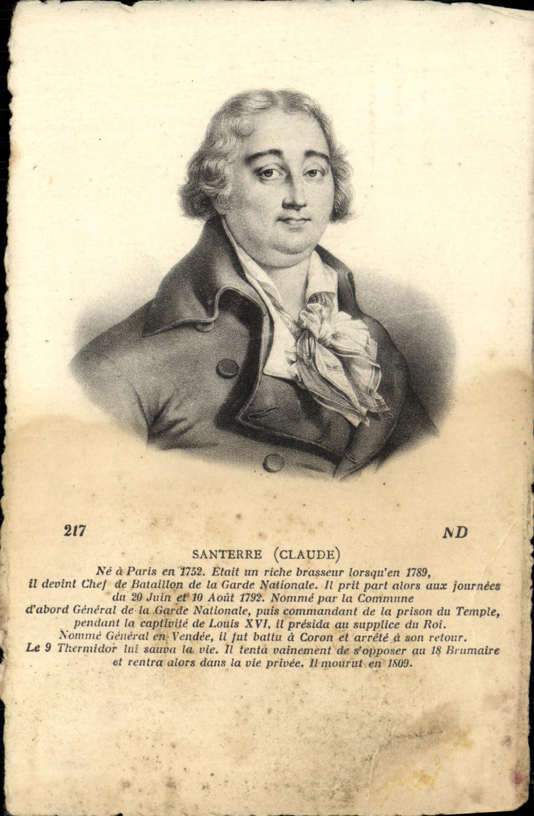 Claude Santerre — portrait gravé — Lévy et Meuchelier, Paris, n° 217