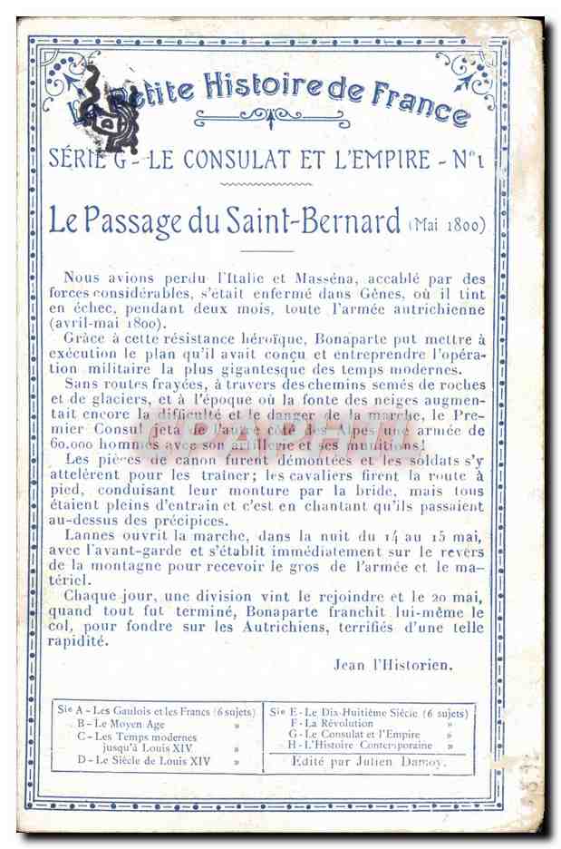 CPA Le passage de Saint Bernard Napoleon 1er — Rückseite