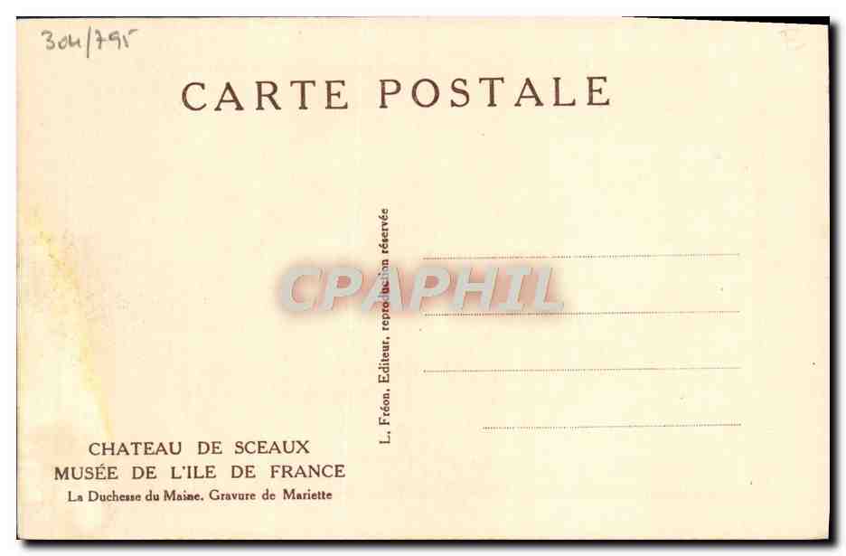 CPA Louise Benedicte de Bourbon Duchesse de Maine — Rückseite