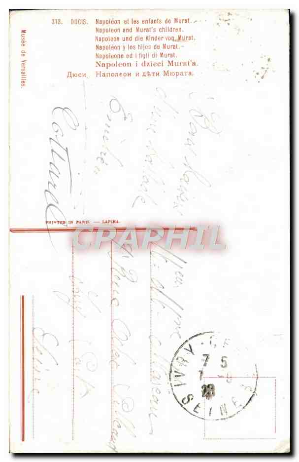 CPA Napoleon et les enfants de Murat Ducis  — Rückseite