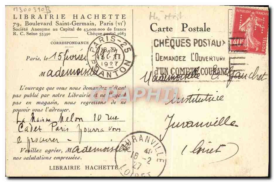 CPA Madame Recamier a l'abbaye aux Rois  — Verso