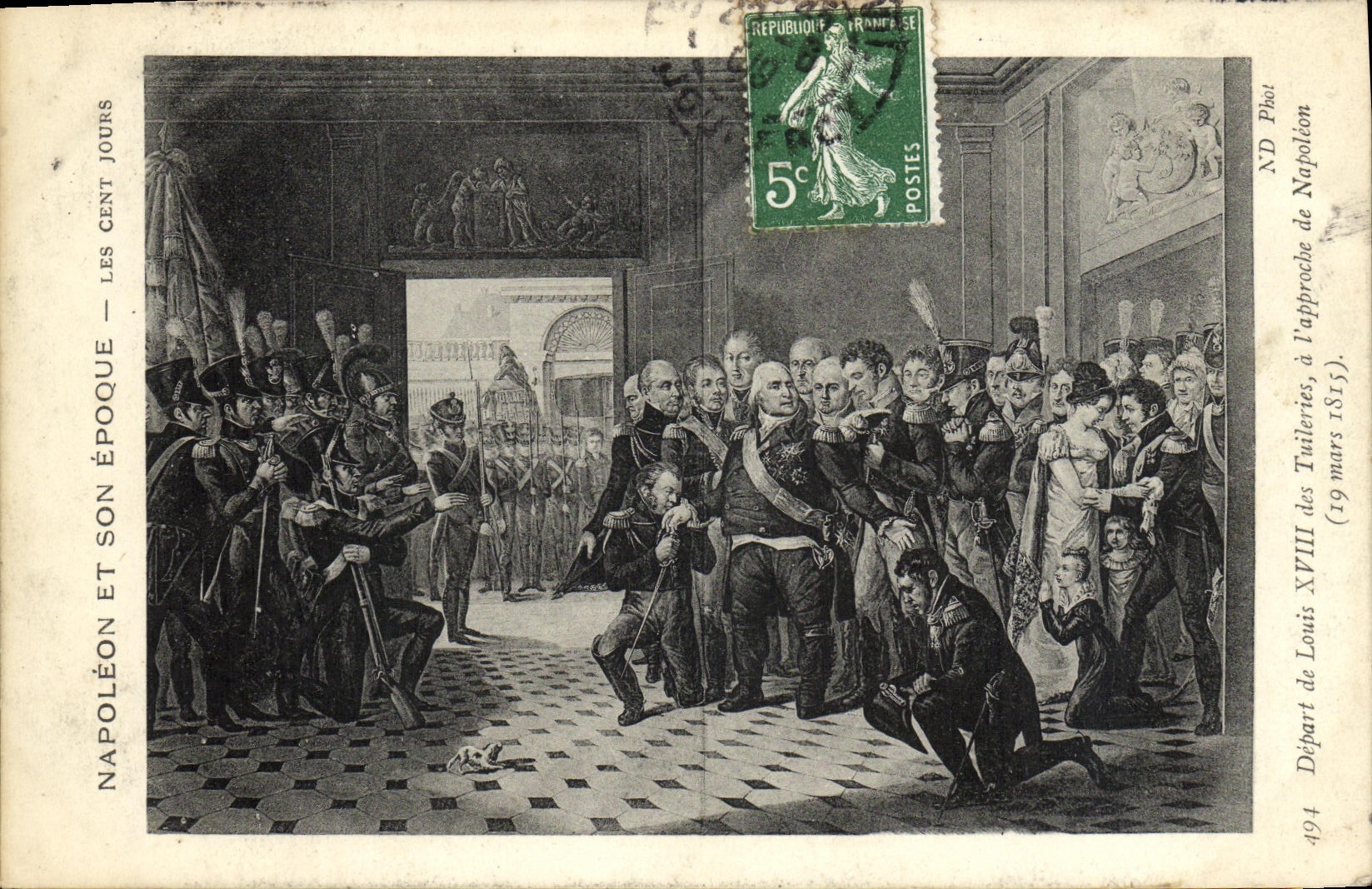 CPA Napoleon 1er Depart de Louis XVIII des Tuileries 