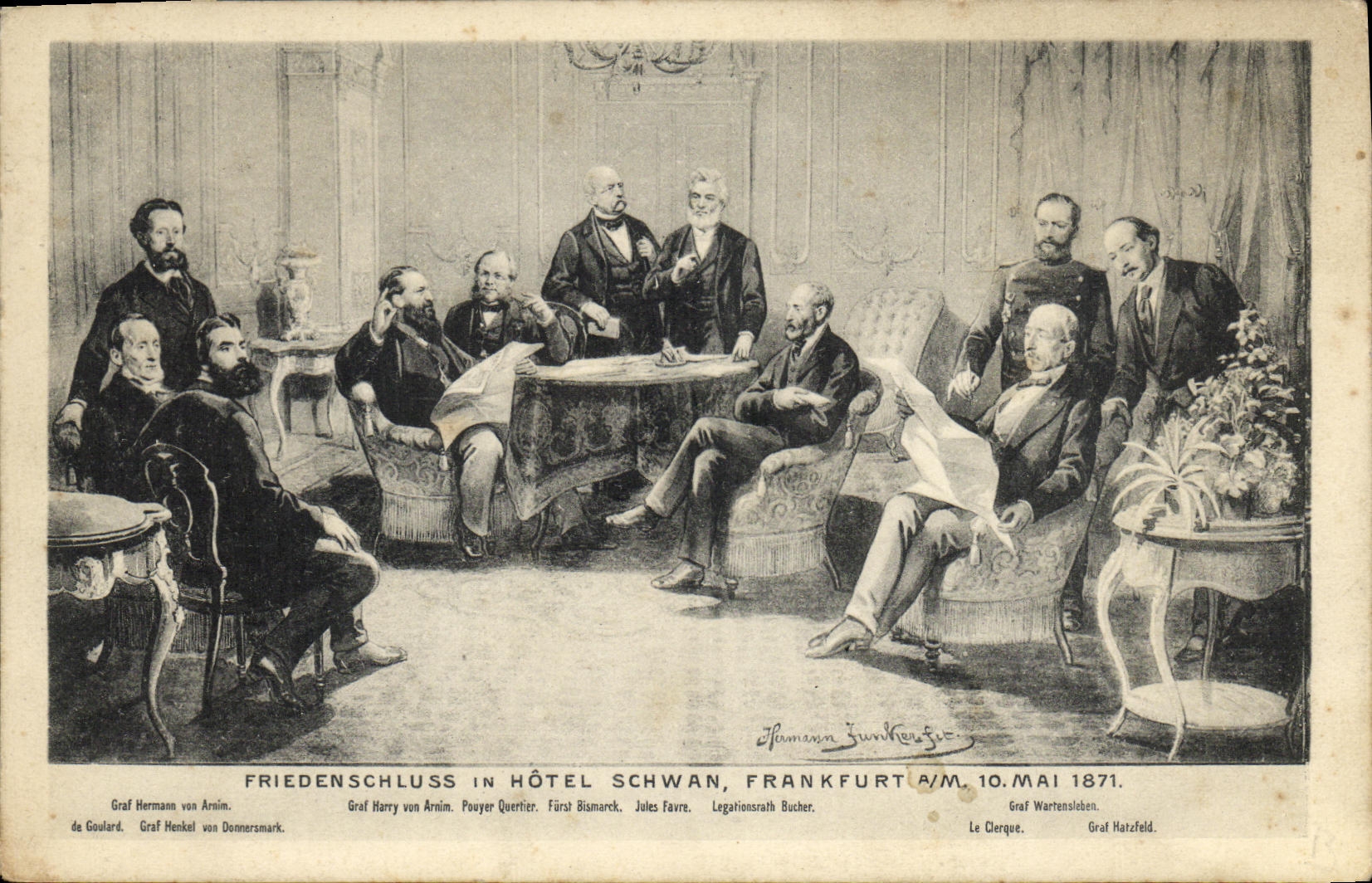 CPA Friedenschluss in Hotel Schwan Frankfurt 1871 