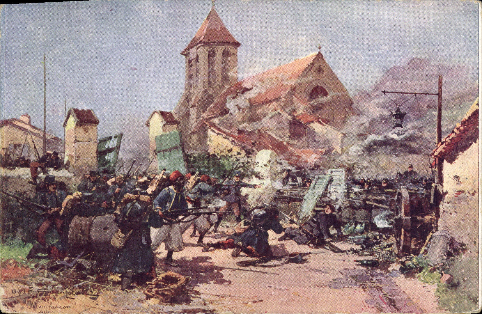 CPA Militaria Charges des senegalais