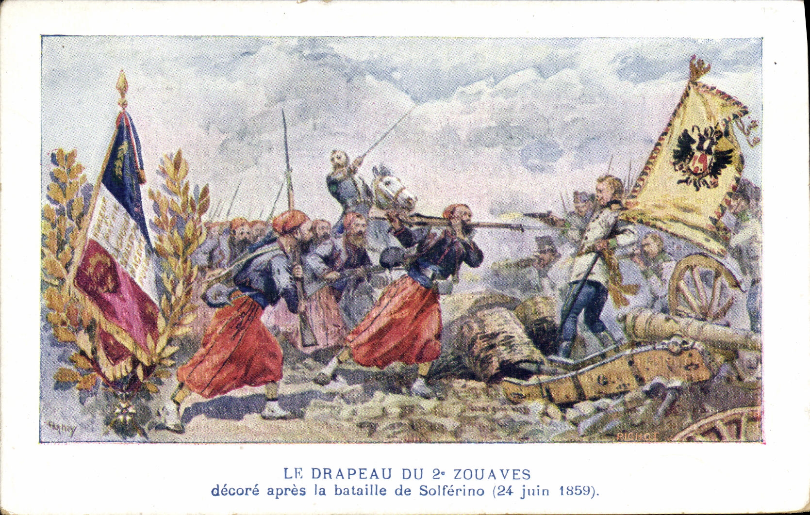 Le drapeau du 2e zouaves — décoré après la bataille de Solferino (24 juin 1859) — Pichot