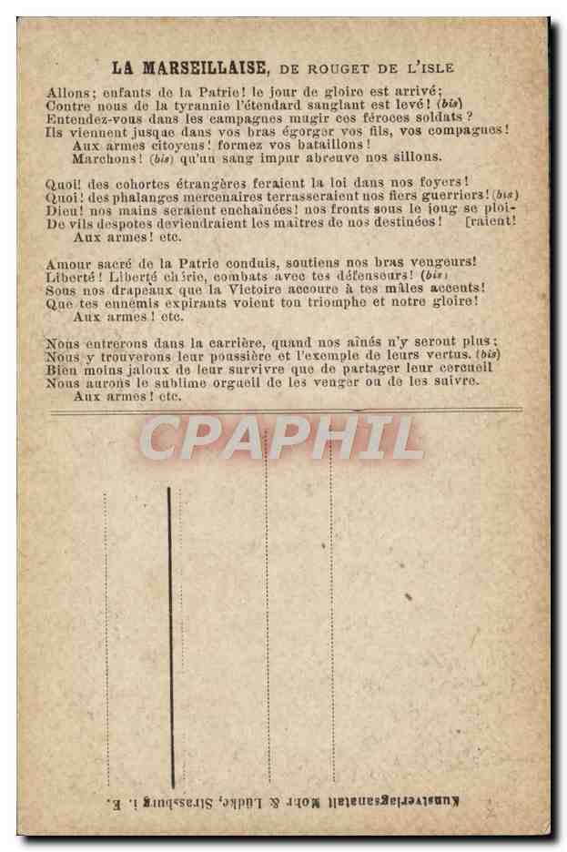 CPA La Marseillaise Rouget de L'isle — Rückseite