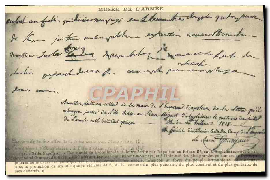 CPA Napoleon Lettre au prince Regent d'Angleterre