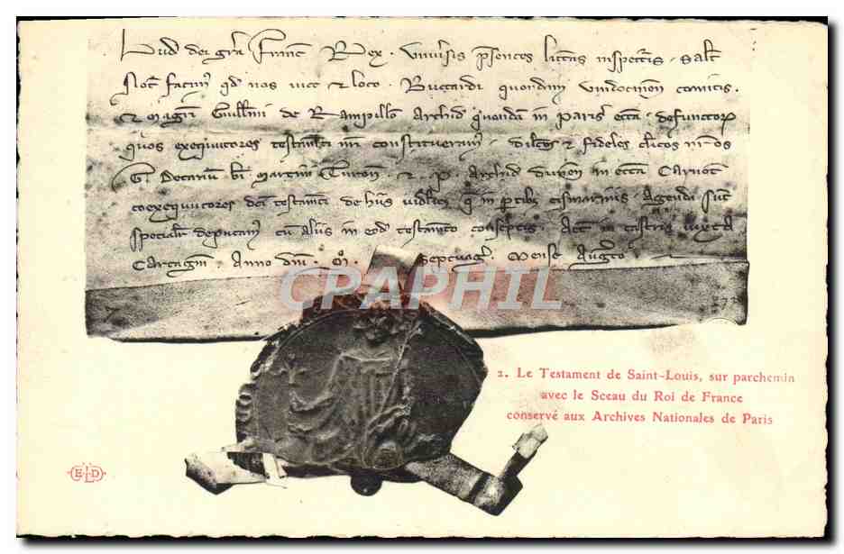 CPA Testament de Saint Louis sur parchemin Roi de France