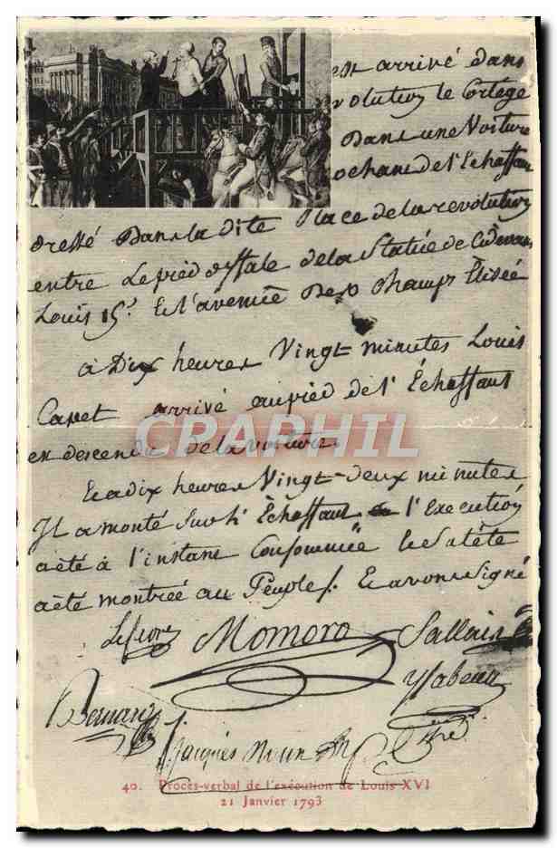 CPA Proces Verbal de l'execution de Louis XVI 1793 Revolution