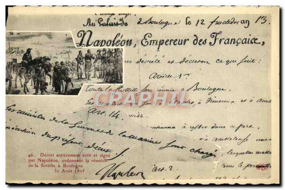 CPA Decret Napoleon Flotille de Boulogne 1805 