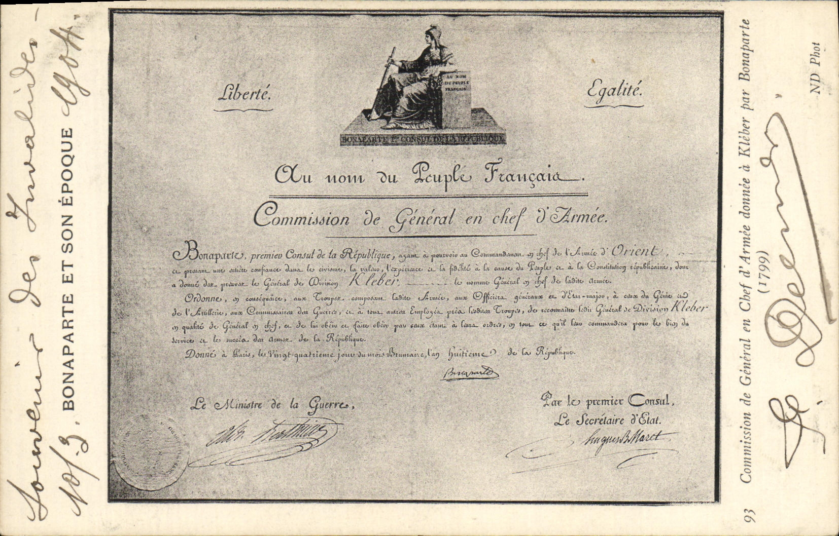 CPA Bonaparte Napoleon 1er Commission de general en chef d'armee donnee a Kleber