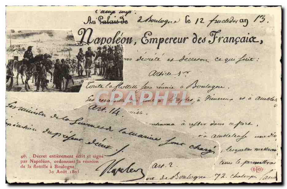 CPA Decret Napoleon Flotille Boulogne 