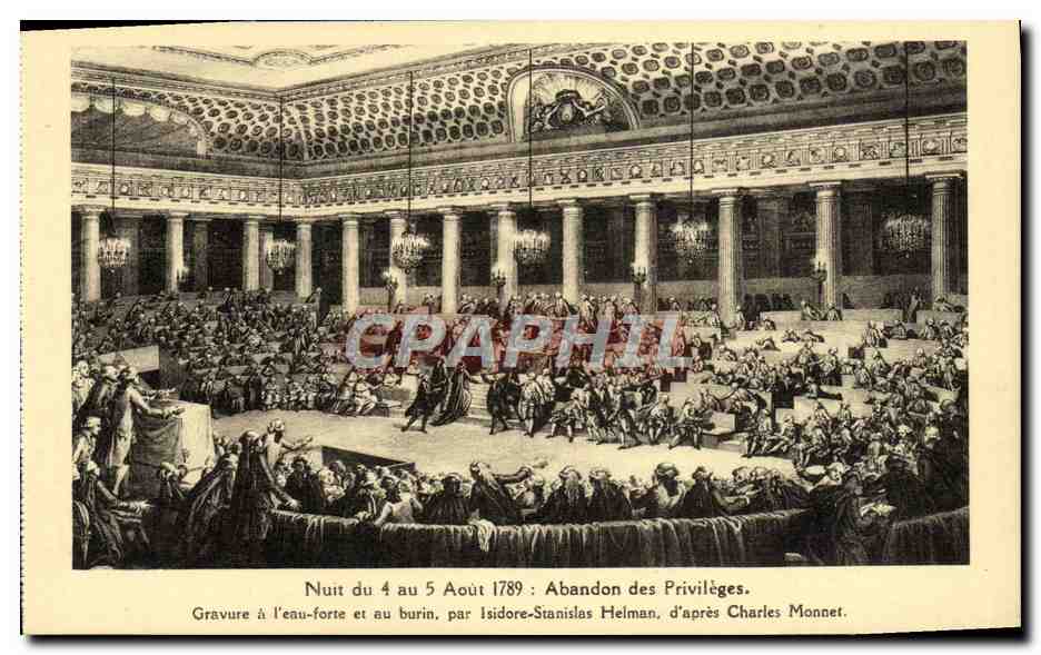 CPA Revolution Nuit du 4 au 5 aout 1789 Abandon des privileges