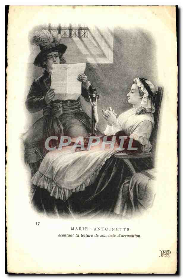 CPA Marie Antoinette ecoutant la lecture de son acte d'accusation Prison