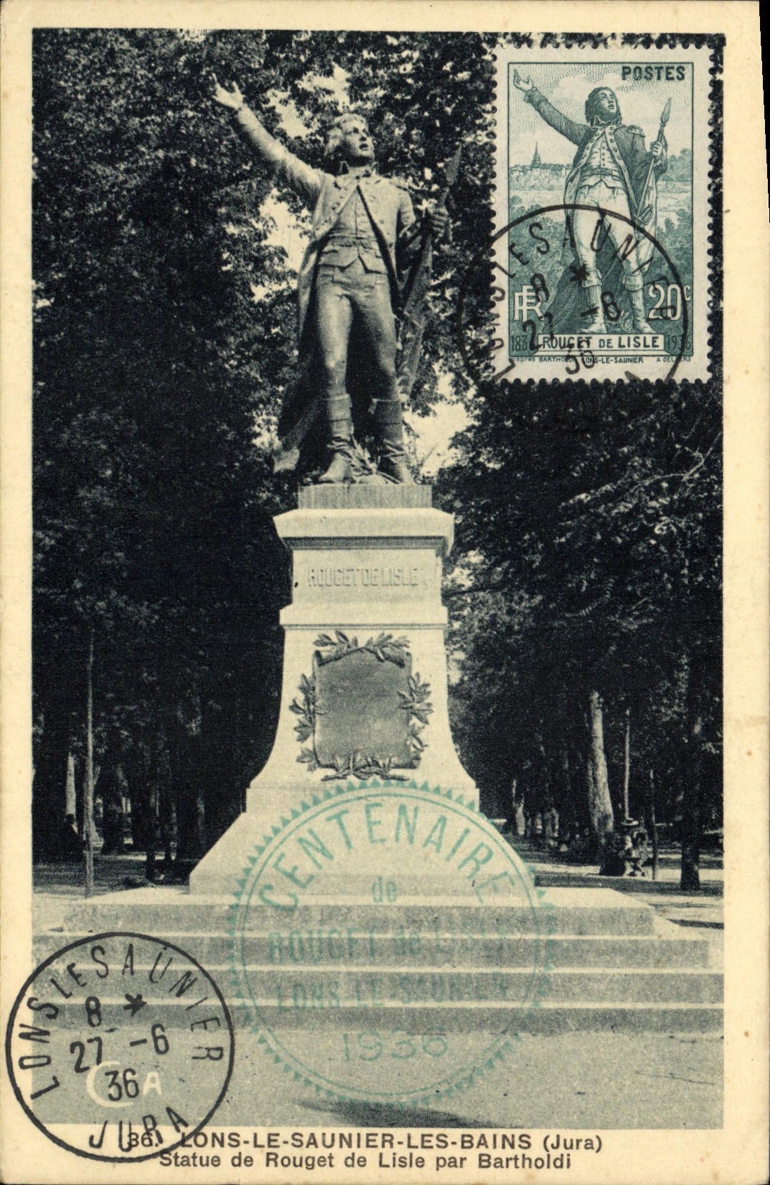 CPA Lons le Saulnier Statue de Rouget de Lisle par Bartholdi
