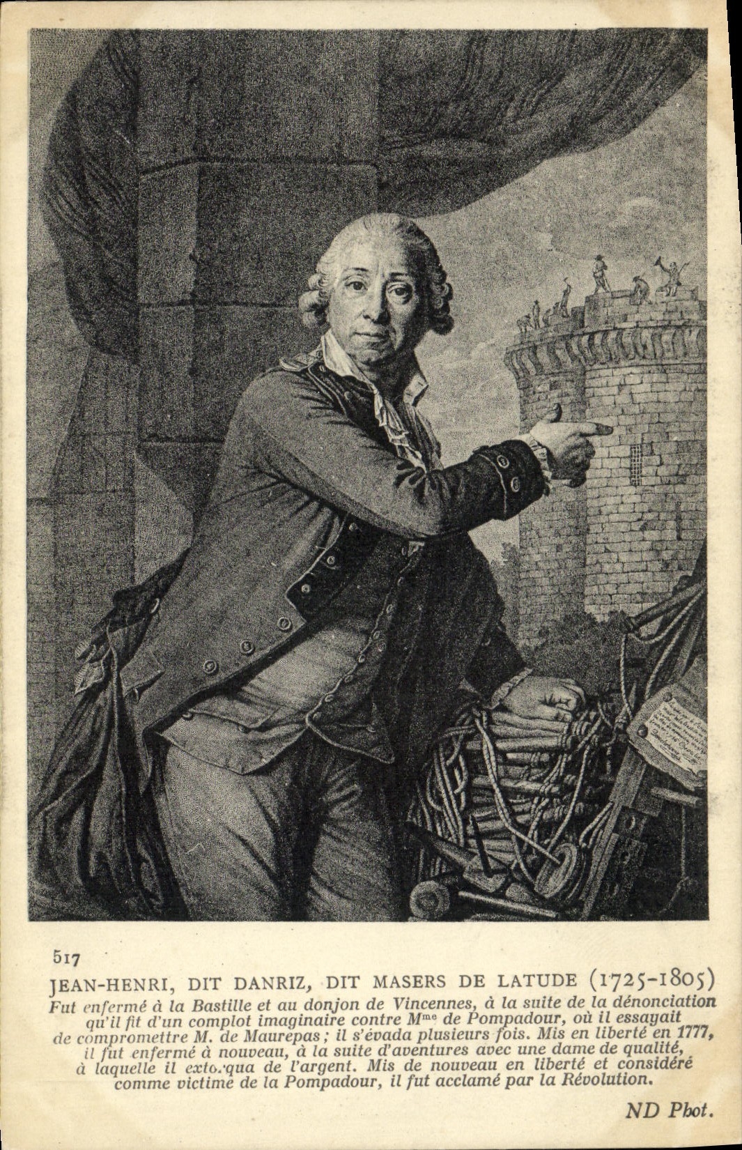CPA Jean-Henri dit Danriz Masers de Latude enferme a la Bastille et a Vincennes