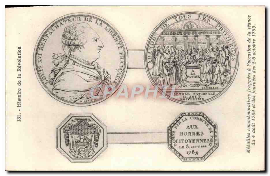 CPA Medailles commemoratives Seance du 4 aout 1789 et journees 5-6 octobre 1789