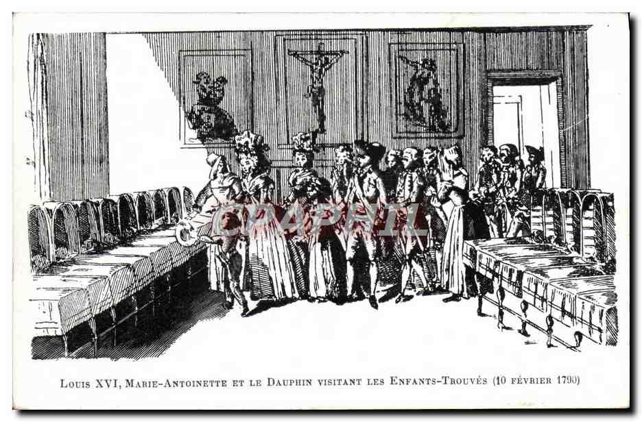 CPA Louis XVI Marie Antoinette et le dauphin visitant les enfants trouves 10 fevrier 1793
