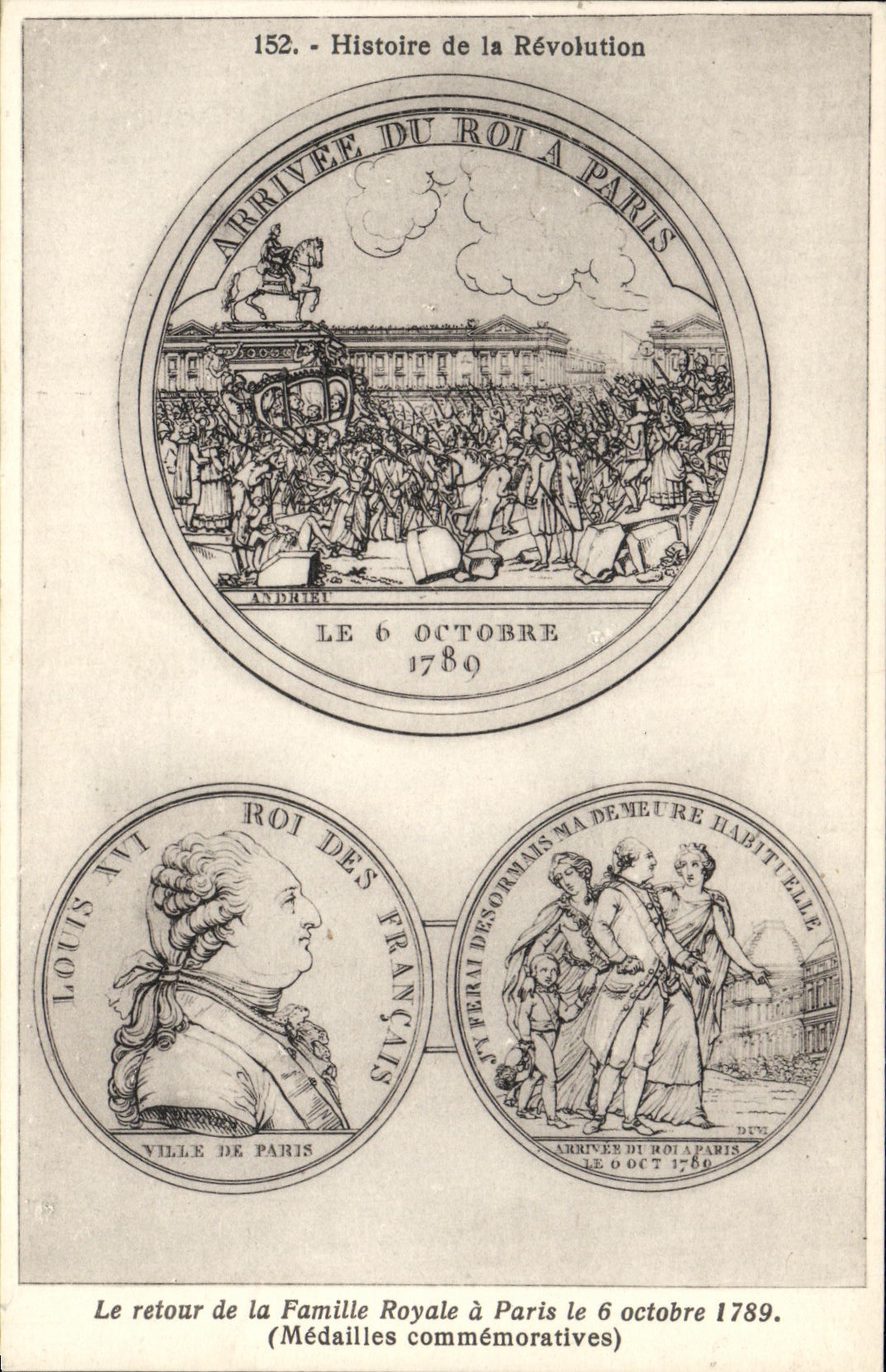 CPA Le retour de la Famille Royale a Paris le 6 octobre 1789 Medailles Revolution 