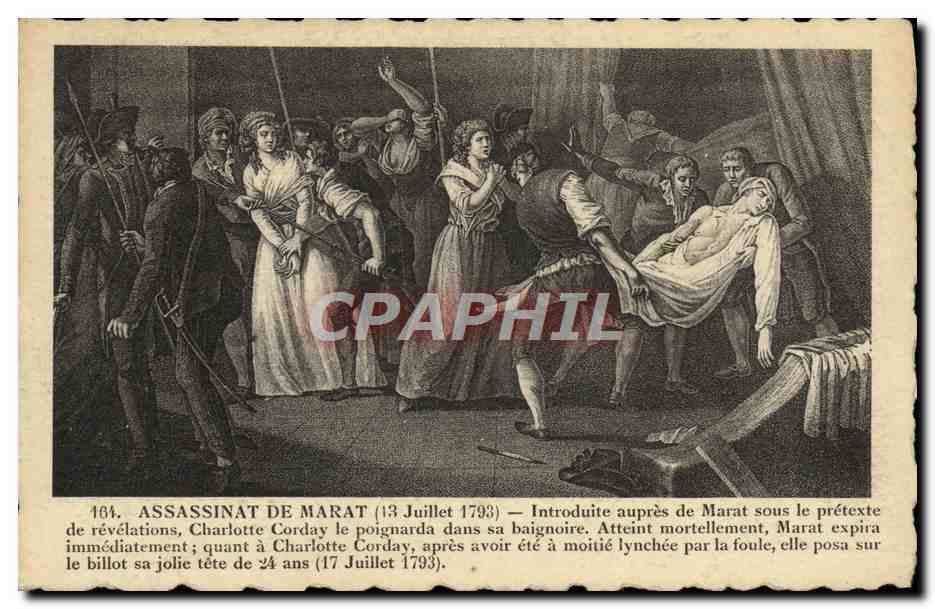 CPA Assassinat de Marat 13 juillet 1793