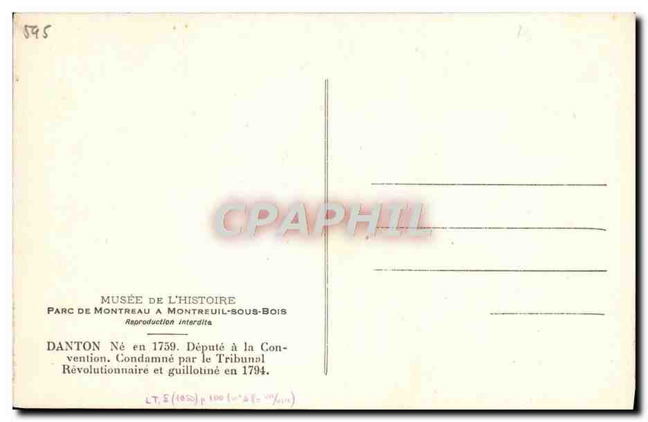 CPA Georges Jacq Danton 1759 1794 — Rückseite