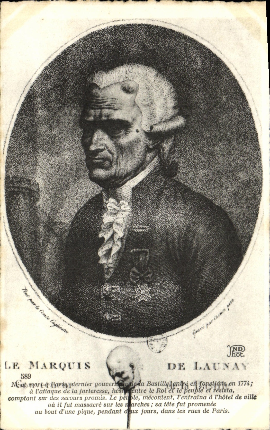CPA Le Marquis De Launay premier gouverneur de la Bastille Paris 