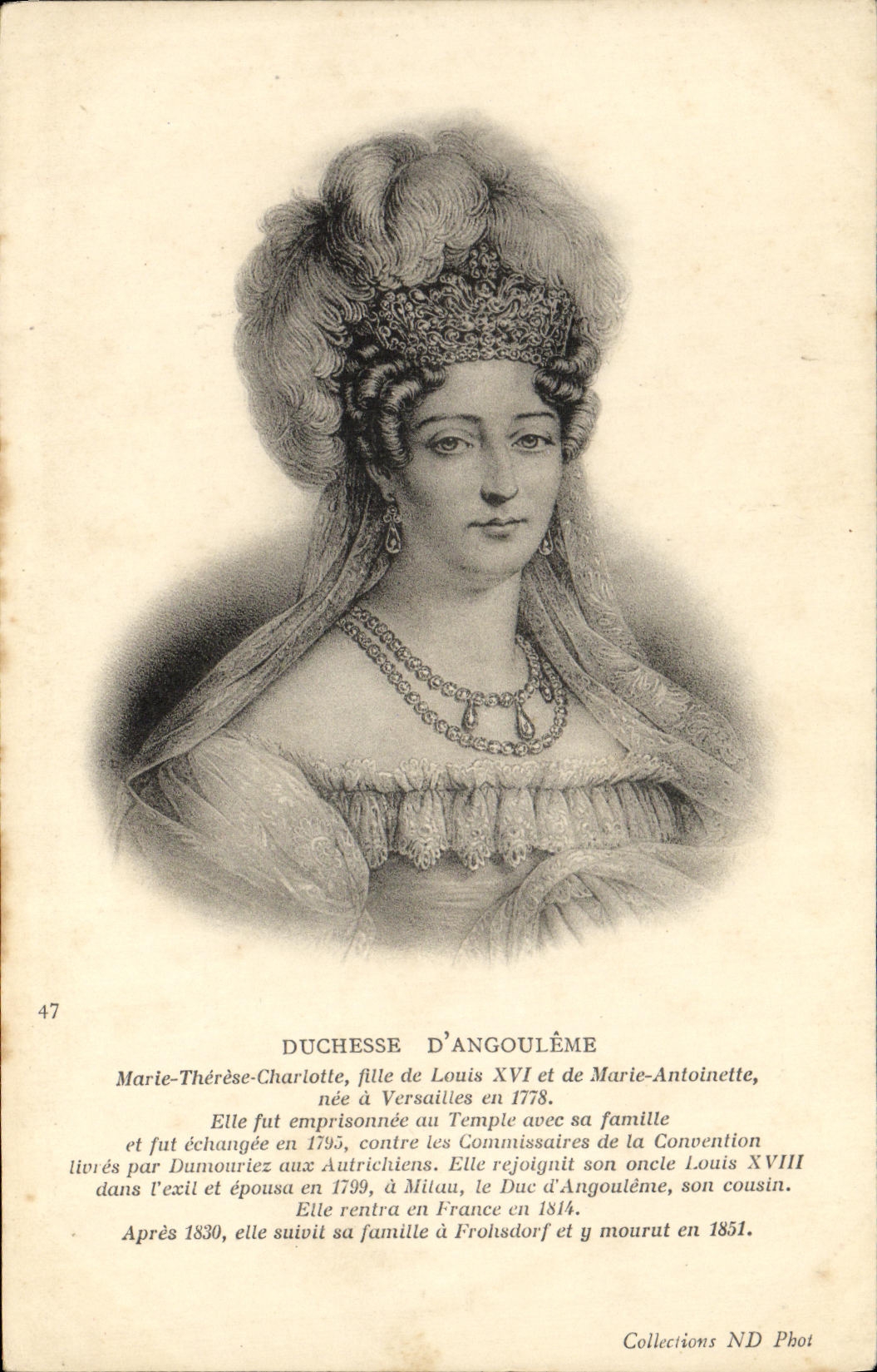 CPA Duchesse d'Angouleme Fille de Louis XVI et de MArie antoinette 