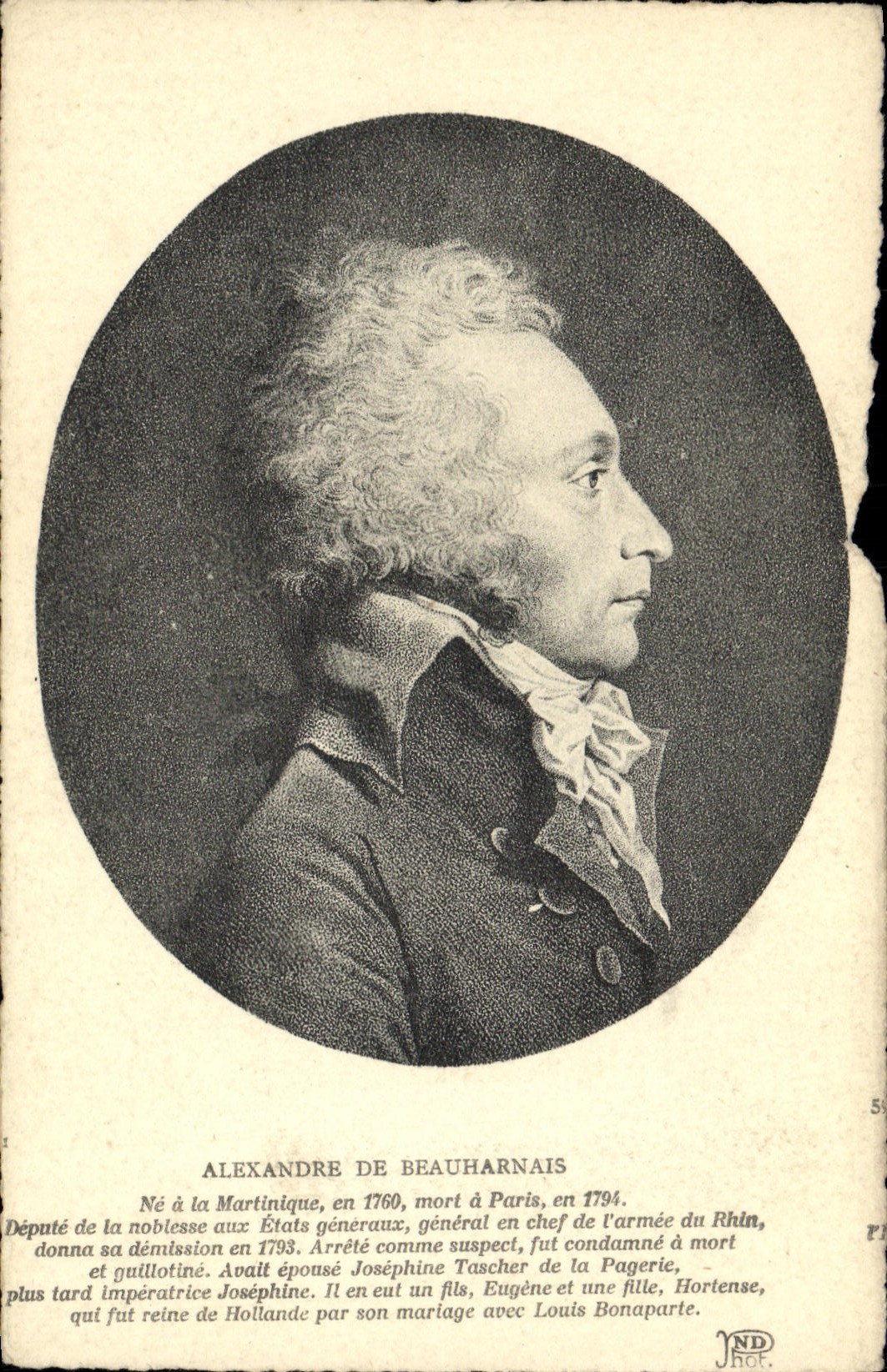 CPA Alexandre de Beauharnais Martinique Paris 