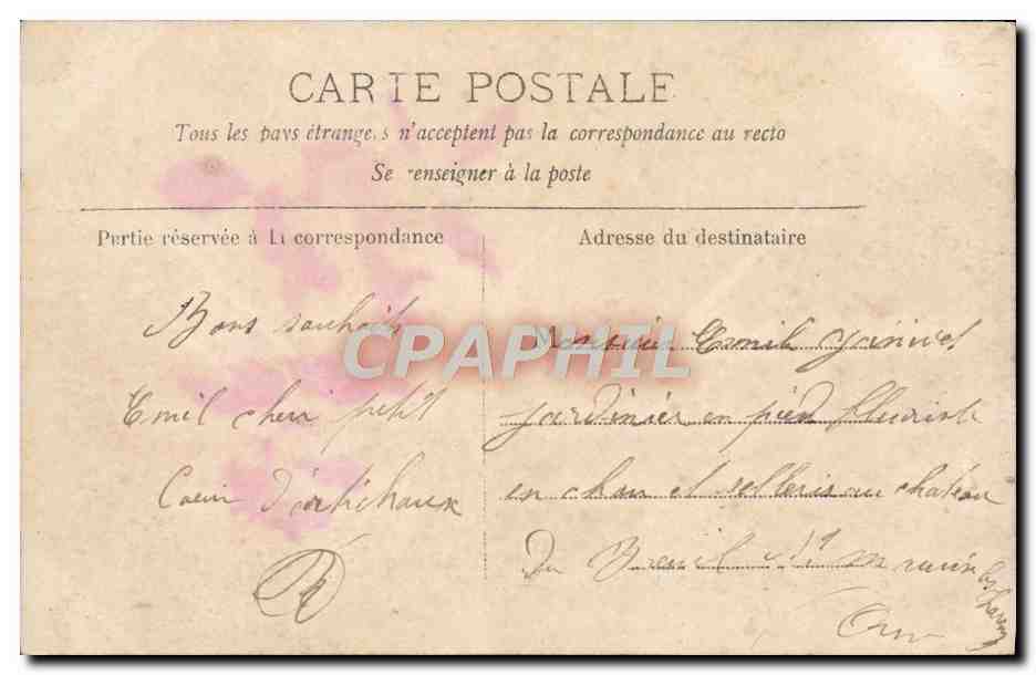 Retrato de mujer — flores y mariposa — Rawlinger Paris, n° 1013 — Reverso