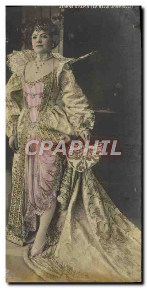 Jeanne D'Alma (La Belle Gabrielle) — Porträt in Theaterkostüm — Papier in Paris