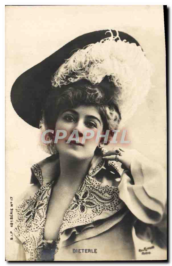 Dieterle — Portrait de femme en chapeau à plumes — S.I.P. Série N° 17