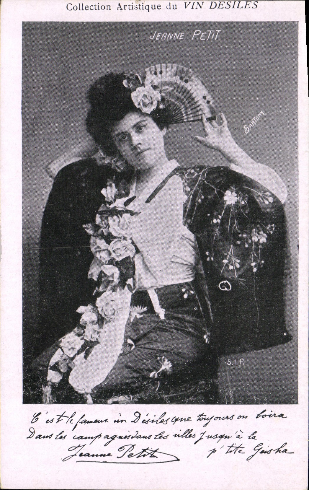 Jeanne Petit — danseuse japonisante — Collection Artistique du VIN DESILES, Sartony