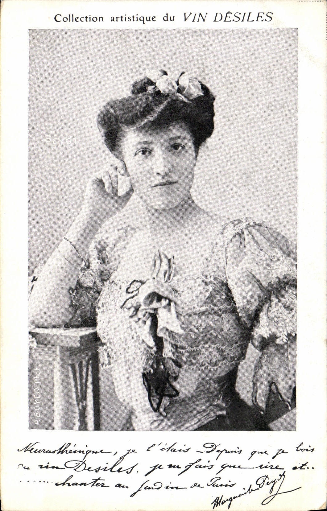 Mme Marguerite Peyot — Collection artistique du VIN DÉSILES — P. BOYER. PEYOT