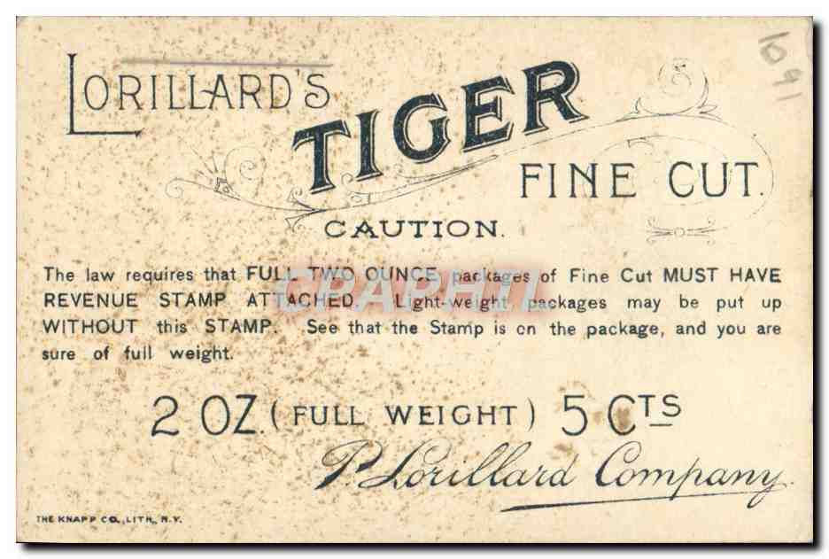 Chromo Lorillards's Tiger Flo Henderson  — Rückseite