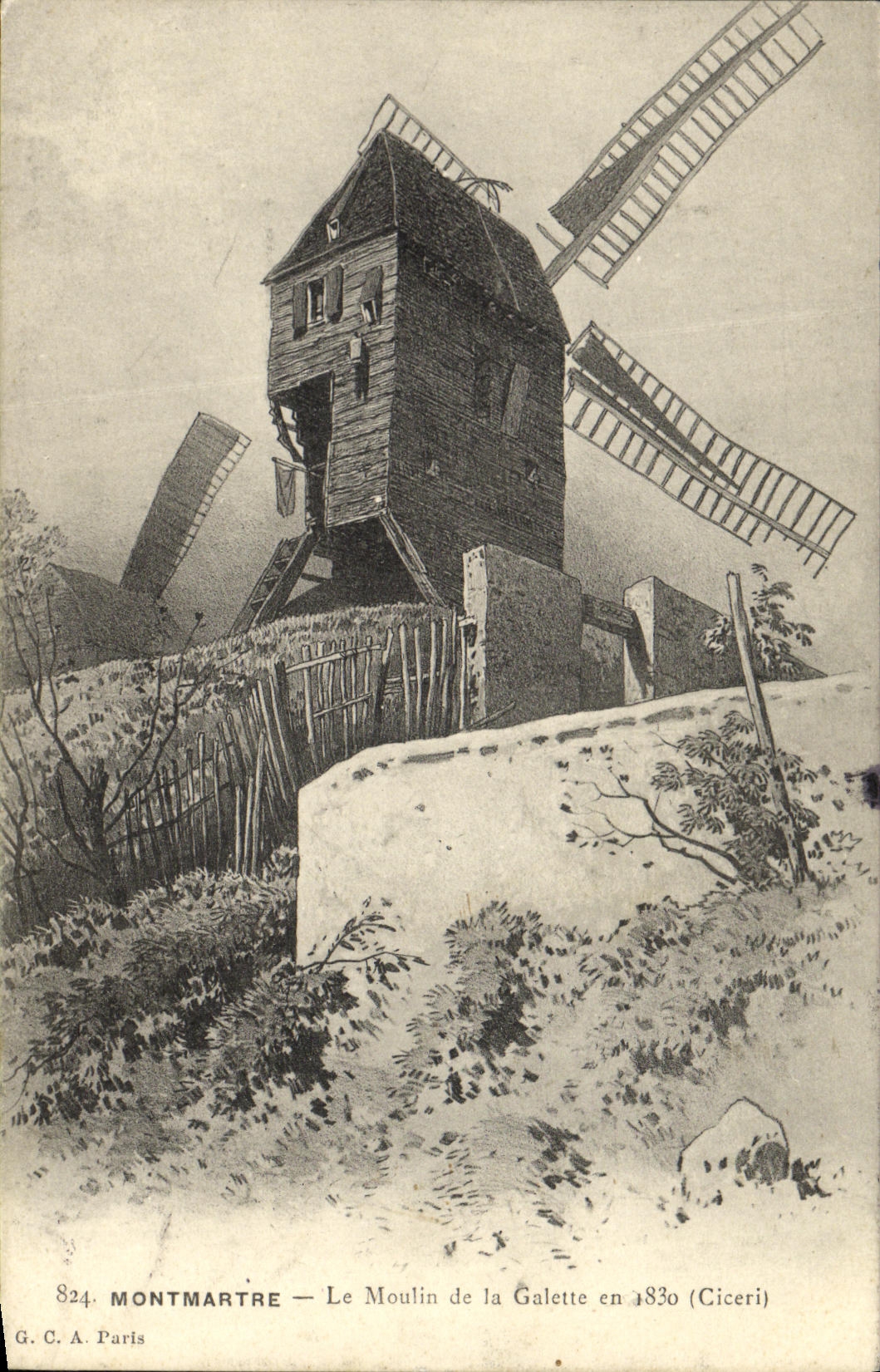 CPA Paris Le moulin de la Galette en 1830 Montmartre